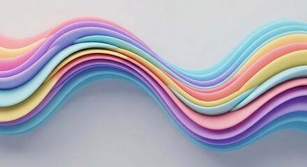 Abstract Pastel Wavy Layers Background with Gentle Undulating Curves and Soft Shadows.