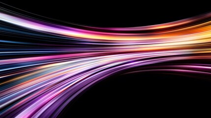 A vibrant abstract image showcasing colorful light streaks against a dark background, creating a sense of motion and energy with lines of purple, pink, and gold.