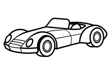 Black outlined convertible sports car presents a simplistic yet refined automotive aesthetic on a white background