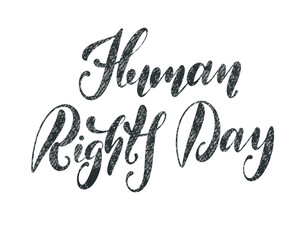 Vector lettering of Human Rights Day isolated on the white background.