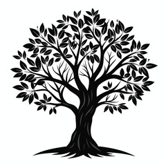 Obraz premium Silhouette of a majestic full tree showcases detailed branches and dense foliage
