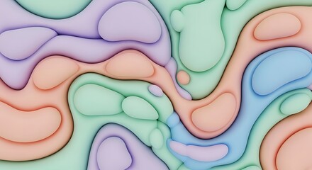 Abstract Pastel Fluid Forms Soft Organic Shapes and Gradient Colors.