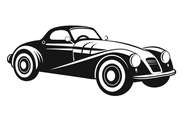 Striking black and white vintage roadster auto embodies classic automotive elegance perfectly