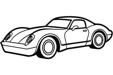 Line drawing depicts a sports car with thick black outlines on a white background