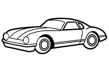 A classic two door sports car is outlined with bold black lines