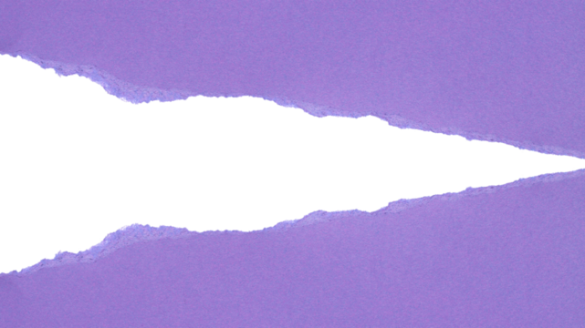 purple torn or ripped paper isolated on transparent png background,purple torn paper with yellow edges, realistic torn paper edges,ripped paper frame mockup