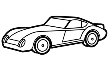 Simple line art showcases a vintage sport car with bold black outlines