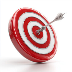 AI-generated image - A glossy red and white target with an arrow hitting the exact center bullseye on a white background