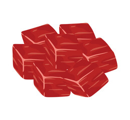 Fresh diced beef cubes meat clipart icon food ingredient vector illustration