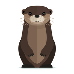 Otter in a clean 2D flat vector icon style, minimal and simple, set on a plain white background.