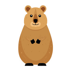Quokka in a clean 2D flat vector icon style, minimal and simple, set on a plain white background.