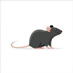 Rat in a clean 2D flat vector icon style, minimal and simple, set on a plain white background.