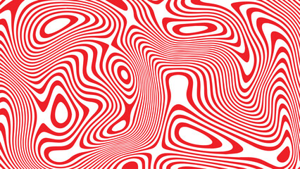 Abstract red and white swirling pattern with organic flowing lines and ripples