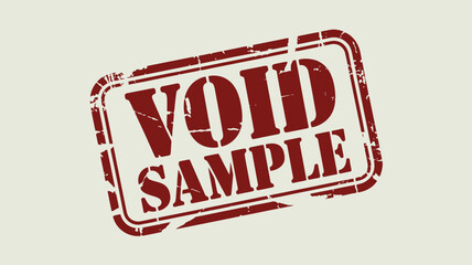 A red void sample stamp with distressed edges on a light background indicating invalidity or cancellation