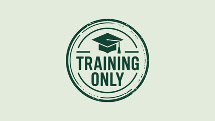 A green training only stamp with a graduation cap inside a circle on a light background image view