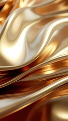 Obraz premium Abstract Golden Fabric Waves with Reflective Surface and Soft Lighting