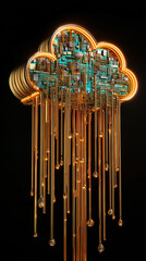 A majestic chandelier with intricate details and gold hues.