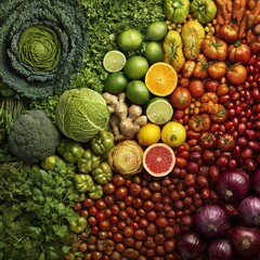 Colorful Fruit and Vegetable Arrangement