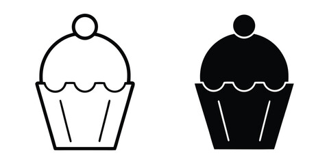 Cupcake silhouette vector, Cup cake icon, Cup cake outline sign and symbol
