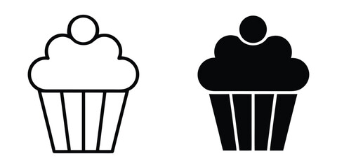 Cupcake silhouette vector, Cup cake icon, Cup cake outline sign and symbol