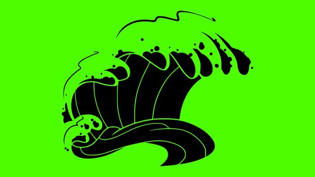 ocean illustration nature silhouette video logo green icon screen outline blue sea wave water power surf splash beach summer shape for vector graphic background