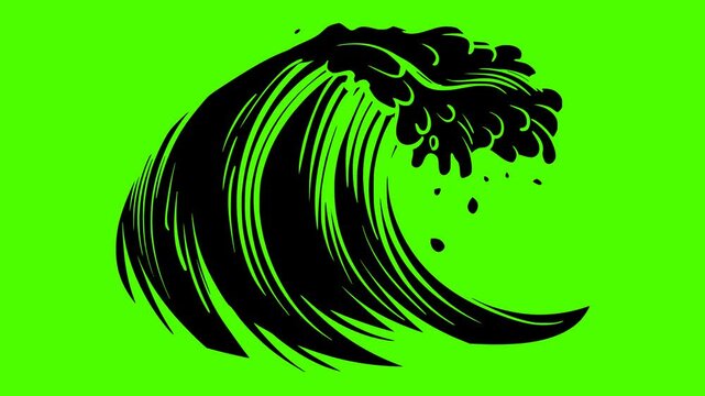 ocean illustration nature silhouette video logo green icon screen outline blue sea wave water power surf splash beach summer shape for vector graphic background