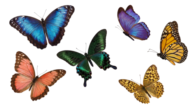 Flying butterflies (PNG format)
