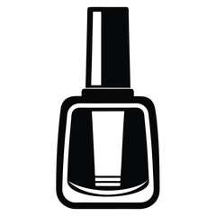Black and white nail polish bottle silhouette features a clear square container