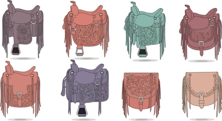 Colorful Leather Crossbody Bags with Tassels and Embroidery in Various Colors