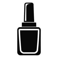 Black nail polish bottle icon exhibits minimalistic beauty, perfect for nailcare concepts
