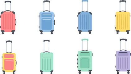 Colorful Suitcases Set in Pastel Shades for Travel and Luggage Accessories