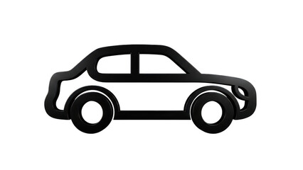Fototapeta premium Simple black outline icon representing a sedan car viewed from the side, isolated on transparent background