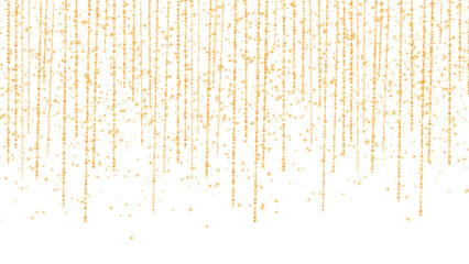 Golden sparkling glitter and stars falling, festive background effect png