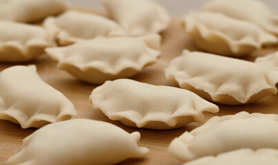 Polish homemade hand-made pierogi close-up