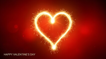Sparkling heart shape on red background for valentine s day celebration