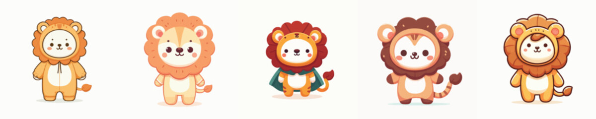 cute lion vector in cute costume