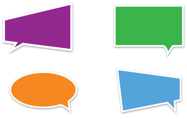 Colorful speech bubbles set on a white background