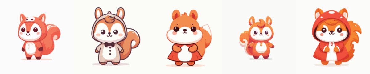 cute squirrel vector in cute costume