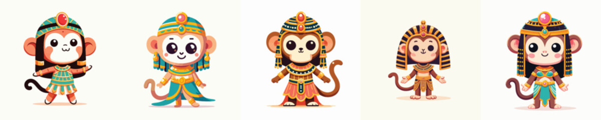 cute monkey vector in Cleopatra costume