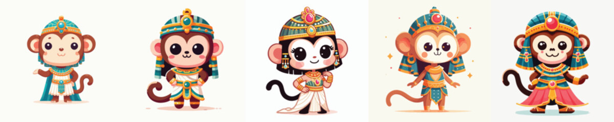 cute monkey vector in Cleopatra costume