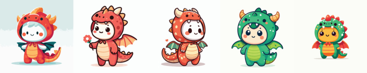 cute dragon vector in cute costume