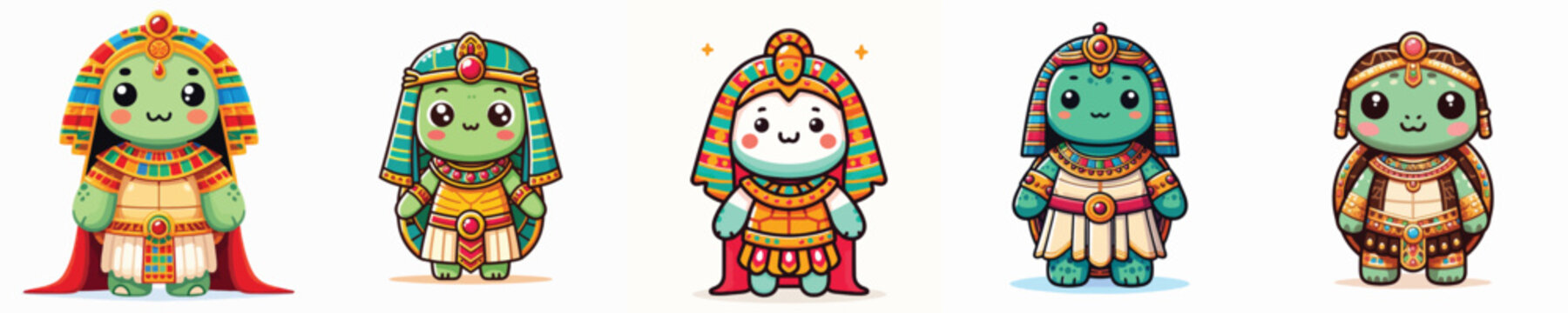 cute turtle vector in Cleopatra costume