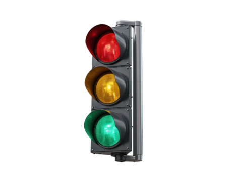 Traffic Light Showing Red, Amber, and Green Lights