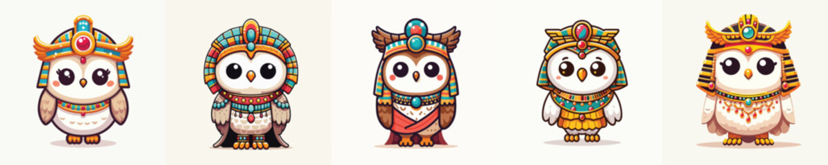 cute owl vector in Cleopatra costume