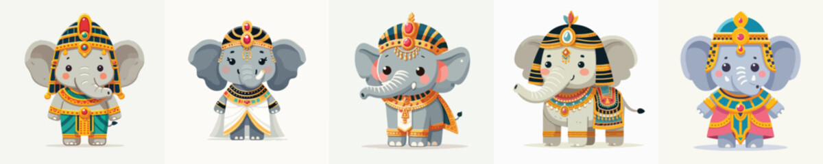 cute elephant vector in cleopatra costume