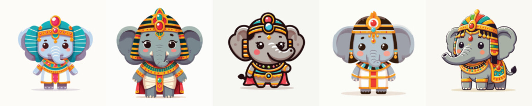 cute elephant vector in cleopatra costume