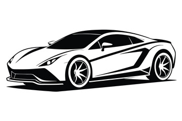 Sleek white silhouette showcases a modern sportscar with bold black accents and stylish rims