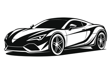 An abstract sportscar is visible here with a bold black and white color palette