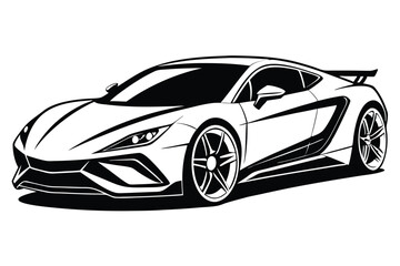 Fototapeta premium Sleek monochrome sports car showcases dynamic contours and sharp design elements in a bold outline