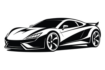 Fototapeta premium Striking black and white art presents a detailed sports car in motion